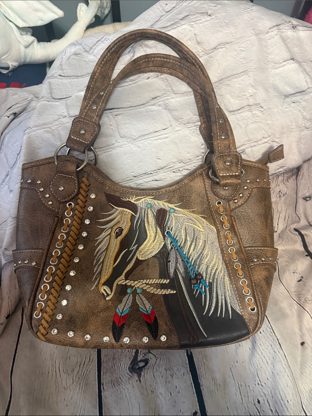 Brown Leather Montana West Horse Conceal Carry Purse new